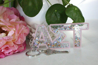 Sorority Shop Alpha Sigma Tau Glitter Keychain 