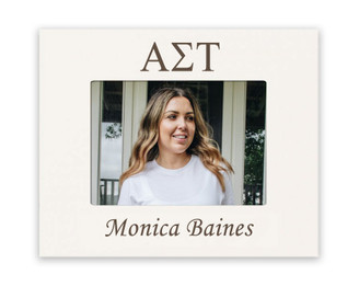 Alpha Sigma Tau Greek Lettered White Wood Picture Frame