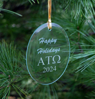 Alpha Tau Omega Holiday Glass Oval Ornaments - 2026