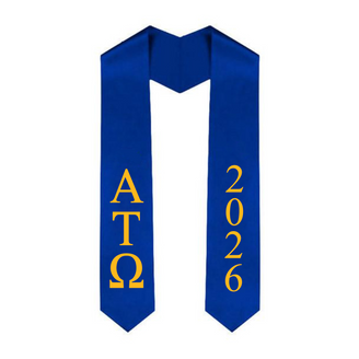 Alpha Tau Omega Greek Lettered Graduation Sash Stole With Year - Best Value