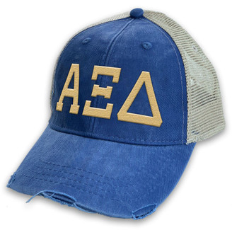 Alpha Xi Delta Distressed Trucker Hat