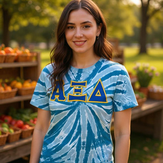 DISCOUNT-Alpha Xi Delta Lettered Tie-Dye t-shirts