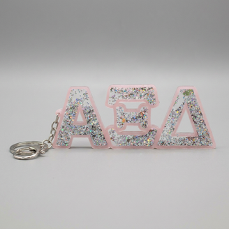 Alpha Xi Delta Glitter Keychain