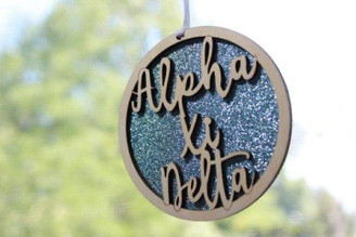 Sorority Shop Alpha Xi Delta Laser Carved Script Ornament - 3" Round 
