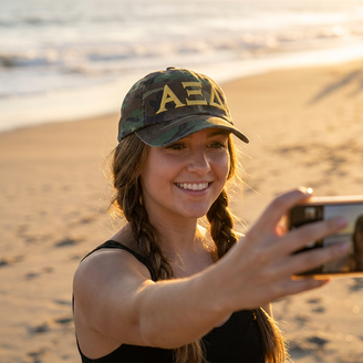 Alpha Xi Delta Lettered Camouflage Hat