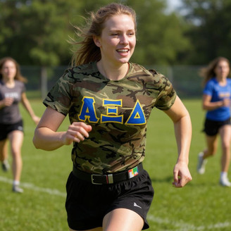 DISCOUNT-Alpha Xi Delta Lettered Camouflage T-Shirt