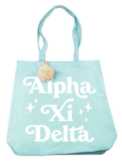 Sorority Shop Alpha Xi Delta Retro Pom Pom Tote Bag 