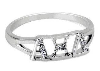 TCS Alpha Xi Delta Sterling Silver Ring set with Lab-Created Diamonds 