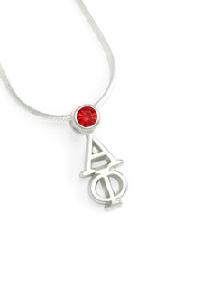 TCS Alpha Phi Sterling Silver Lavaliere Pendant with Swarovski™ Red Crystal 