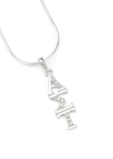 TCS Alpha Sigma Tau Sterling Silver Lavaliere set with Lab-Created Diamonds 