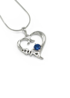 TCS Alpha Xi Delta Sterling Silver Heart Pendant with Swarovski™ Blue Crystal 