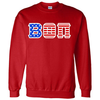  DISCOUNT-Beta Theta Pi Greek Letter American Flag Crewneck 