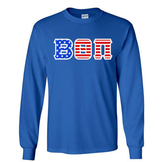  DISCOUNT-Beta Theta Pi Greek Letter American Flag long sleeve tee 