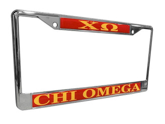 Craftique Chi Omega Chrome License Plate Frames 