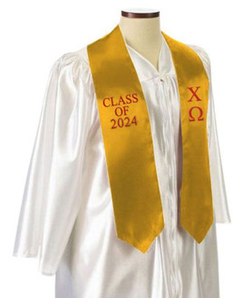 Chi Omega Embroidered Graduation Sash Stole