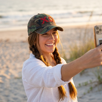 Chi Omega Lettered Camouflage Hat