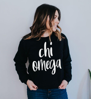  Chi Omega Script Crew Sweatshirt 