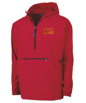  Chi Omega Tackle Twill Lettered Pack N Go Pullover 
