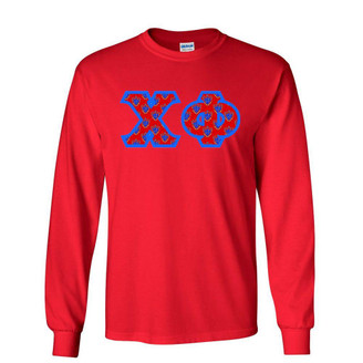  Chi Phi Fraternity Crest - Shield Twill Letter Longsleeve Tee 