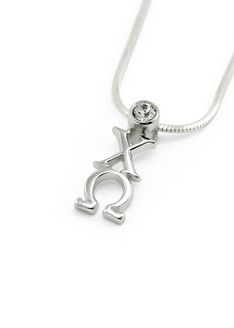 Chi Omega Sterling Silver Lavaliere Pendant with Swarovski™ Clear Crystal