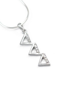 TCS Delta Delta Delta Sterling Silver Diagonal Lavaliere set with Lab-Created Diamonds 