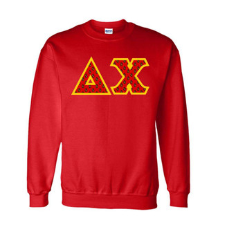  Delta Chi Fraternity Crest - Shield Twill Letter Crewneck Sweatshirt 