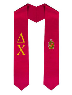 Delta Chi Greek Lettered Graduation Sash Stole With Crest