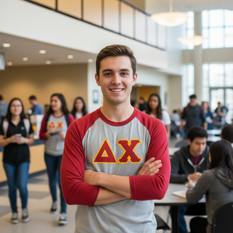 DISCOUNT- Delta Chi Lettered Raglan T-Shirt