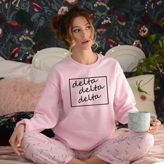  Delta Delta Delta Script Box Crewneck Sweatshirt 