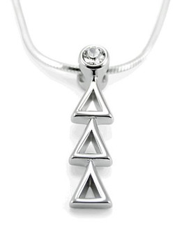 Delta Delta Delta Sterling Silver Lavaliere Pendant with Swarovski Clear Crystal