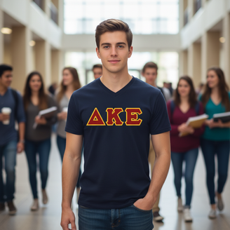 DISCOUNT- Delta Kappa Epsilon Lettered V-Neck T-Shirt