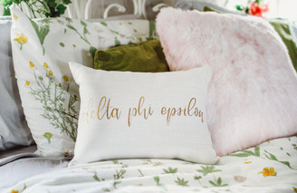 Sorority Shop Delta Phi Epsilon Gold Imprint Throw Pillow 