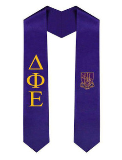  Delta Phi Epsilon Greek Lettered Graduation Sash Stole With Crest 