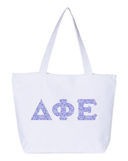 Delta Phi Epsilon Greek Letter Zipper Tote