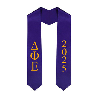  Delta Phi Epsilon Greek Lettered Graduation Sash Stole With Year - Best Value 