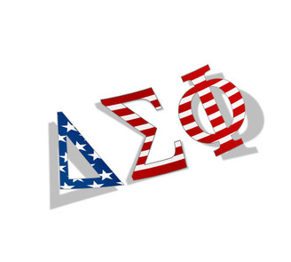  Delta Sigma Phi American Flag Greek Letter Sticker - 2.5" Tall 