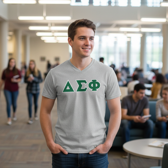 DISCOUNT- Delta Sigma Phi Lettered V-Neck T-Shirt