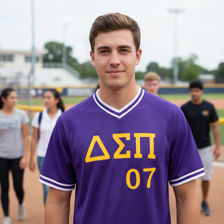 Delta Sigma Pi Classic V-Neck Baseball Jersey