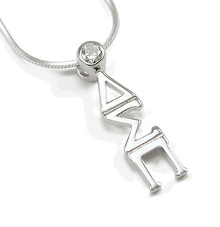 TCS Delta Sigma Pi Sterling Silver Lavaliere Pendant with Swarovski Clear Crystal 