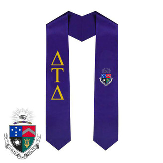  Delta Tau Delta Greek Lettered Graduation Sash Stole With Crest 