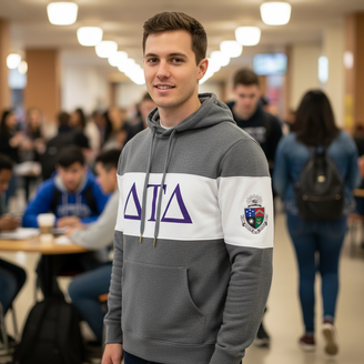 Delta Tau Delta Ivy League Hoodie W Crest On Left Sleeve