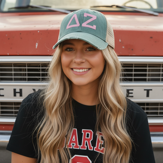 Delta Zeta Distressed Trucker Hat