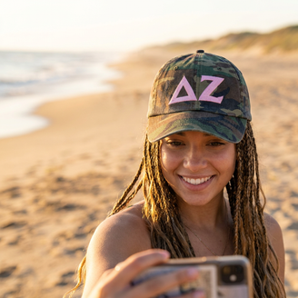 Delta Zeta Lettered Camouflage Hat