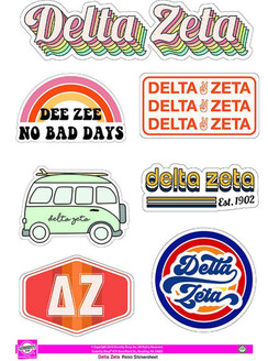 Sorority Shop Delta Zeta Retro Sticker Sheet 