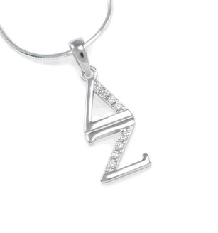 TCS Delta Zeta Sterling Silver Lavaliere set with Lab-Created Diamonds 