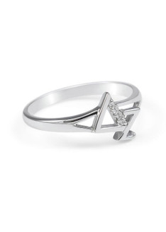TCS Delta Zeta Sterling Silver Ring with Horizontal Letters set with Lab-created Diamonds 