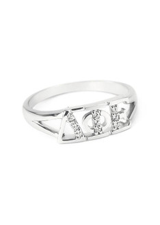 TCS Delta Phi Epsilon Sterling Silver Ring set with Lab-Created Diamonds 