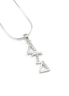 TCS Delta Tau Delta Sterling Silver Lavaliere set with Lab-Created Diamonds 