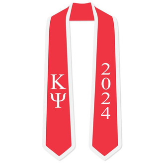 DISCOUNT-Kappa Psi Greek 2 Tone Lettered Graduation Sash Stole w/ Year