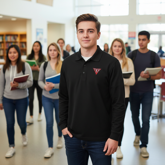 DISCOUNT-Tau Kappa Epsilon House Plate Triangle Emblem Long Sleeve Polo